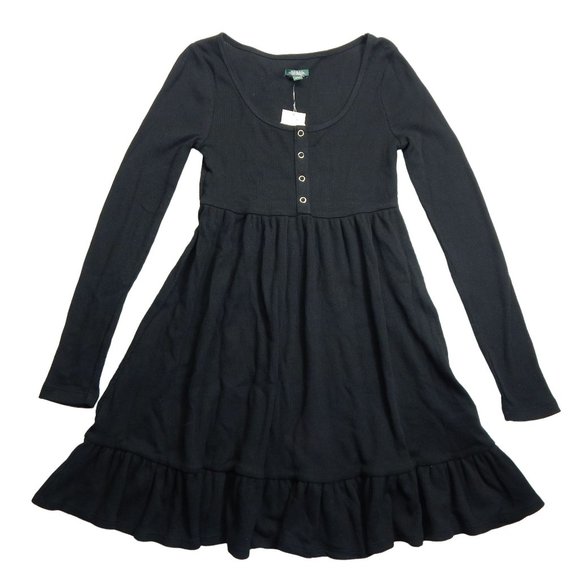 Wild Fable Long Sleeve Mini Fit and Flare Dress Women's Black Size S - Picture 1 of 10